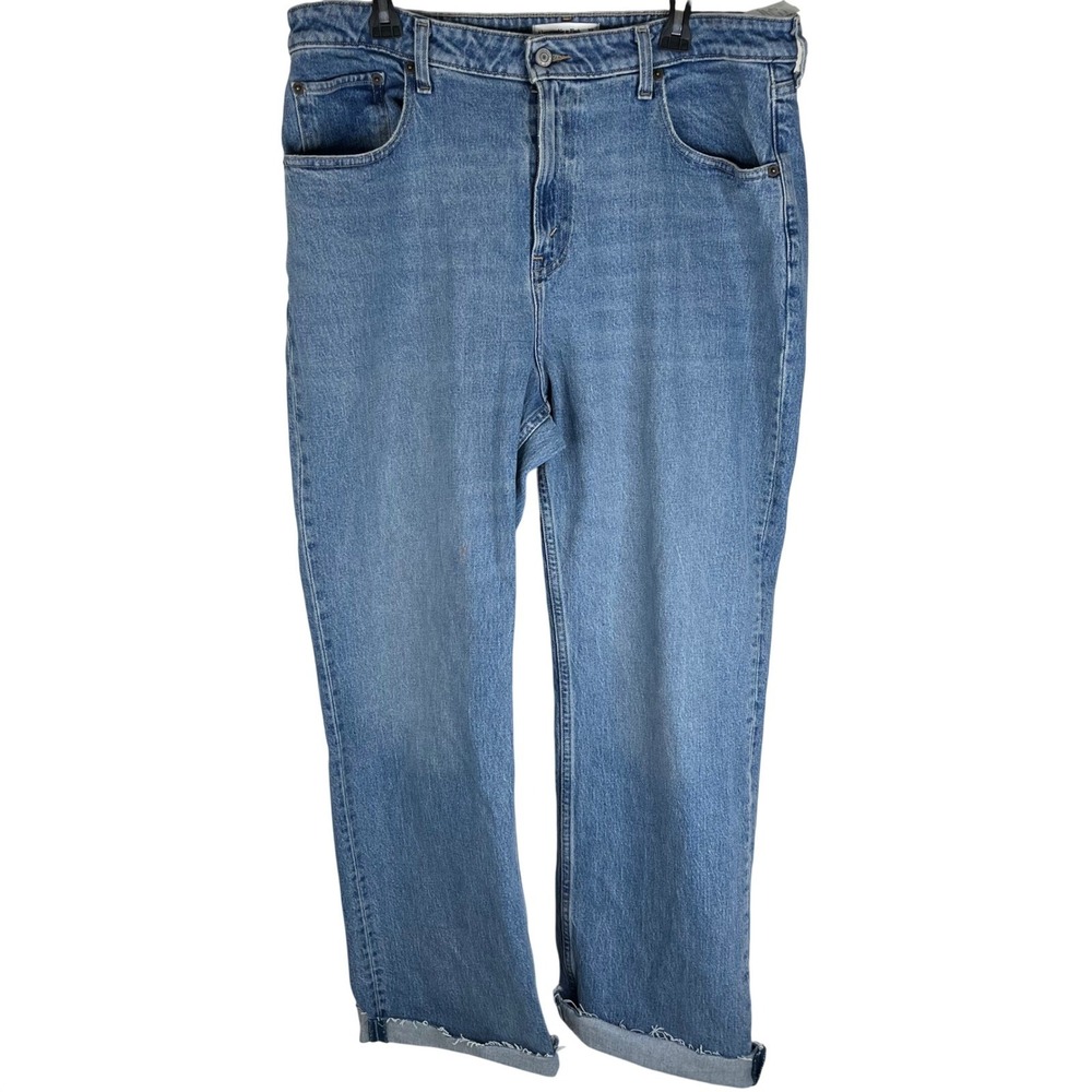 Abercrombie & Fitch Jeans 90s Relaxed High Rise Womens 33 Long Blue Denim RawHem